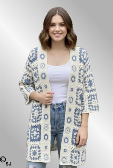 Blå hæklet cardigan AJ667