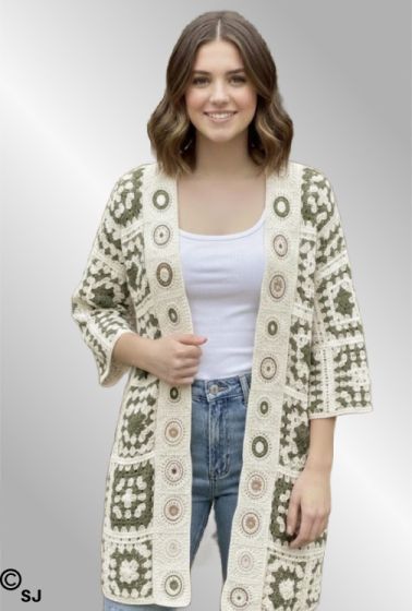 Grøn hæklet cardigan AJ667