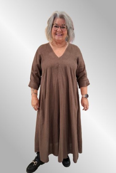Brun maxi hørkjole, HPmax0952