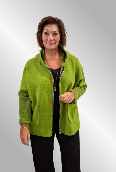 Lime uld fleece jakke med hætte, 90014 Ulit