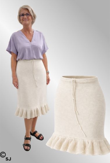 Råhvid hør nederdel med grov kant, 5744