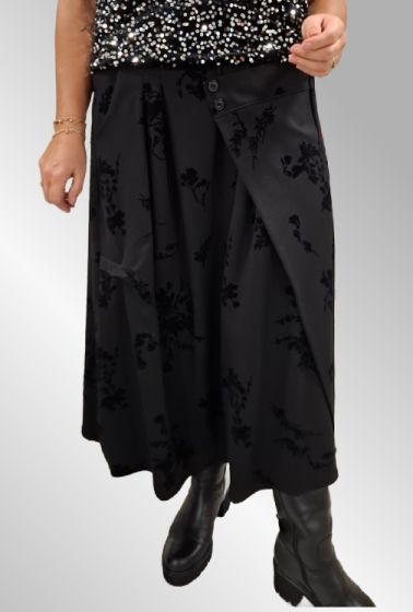 Sort nederdel med velour print, 51215