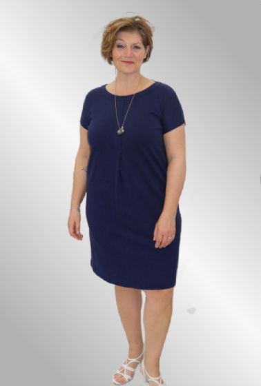 Mørk blå sommerkjole i hamp / bomuld, Heart