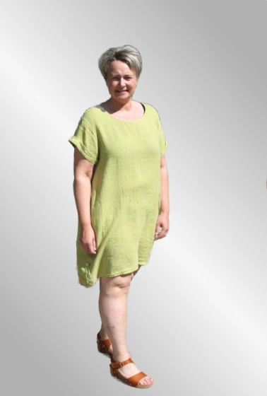 Ensfarvet lys oliven hør kjole, Petrine