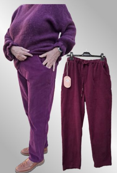 Fuchsia farvet fløjlsbuks, HL3928