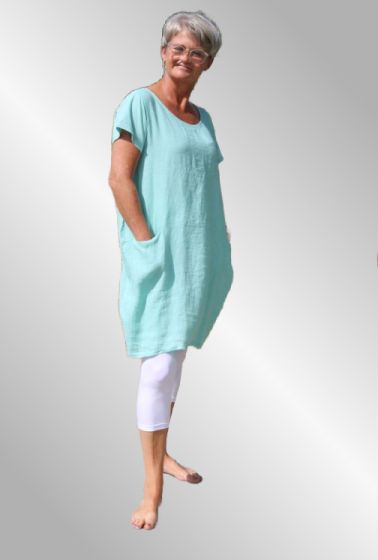 Hør / jersey kjole, mint,  Sussie