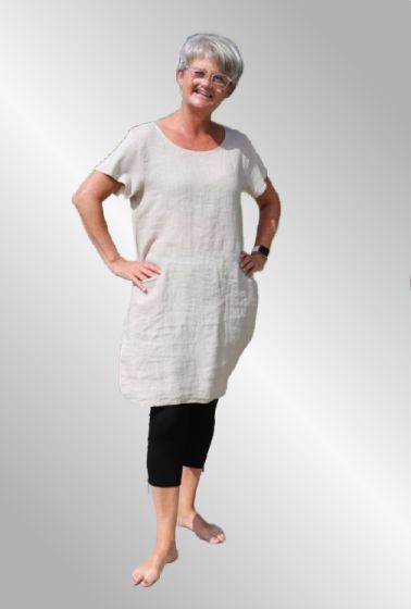 Hør / jersey kjole, natur,  Sussie