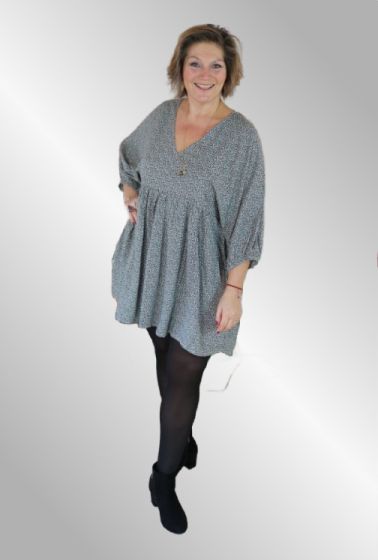 Tunika / kjole i khaki med print, Vant Lue