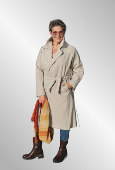 Råhvid uld look frakke fra Marc Lauge, ML4210