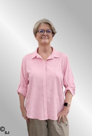 Rosa ternet bomulds skjorte Cath. 880