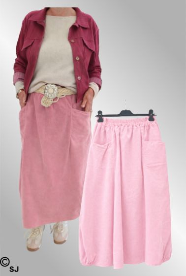 Rosa fløjlsnederdel, 242513V