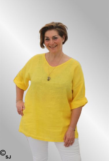 Gul hør bluse, Sannie