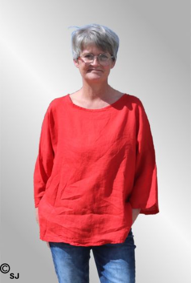 Rød hør bluse, Sannie