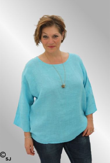 Turkis hør bluse, Sannie