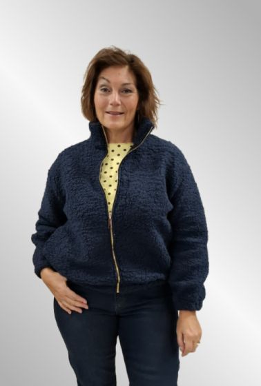 Mørk blå teddyjakke / cardigan, F2570125192