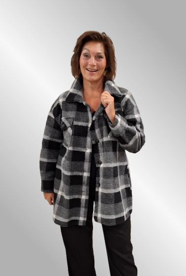 Sort grå ternet uld fliis skjorte / jakke 10918