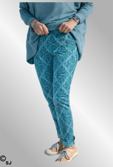 Petrol / turkis printet pants, PT17