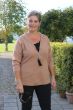 Camel cardigan med hætte B1556