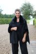 Sort Poncho jakke, fake fur, M40762