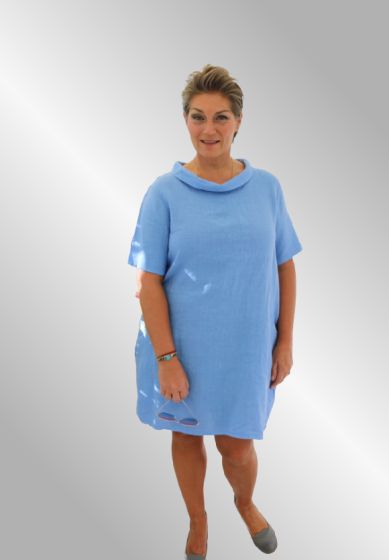 Lys blå hørkjole med krave, Elvira Dress