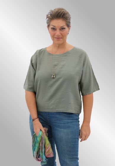 Army hør / viskose bluse, Gabrielle 83428