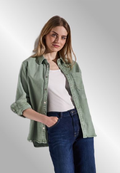 Grøn denim skjorte, 212602 Street One