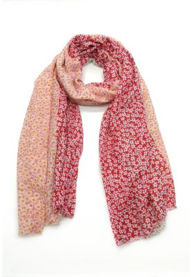 Tørklæde, bellis, rød combi 2227