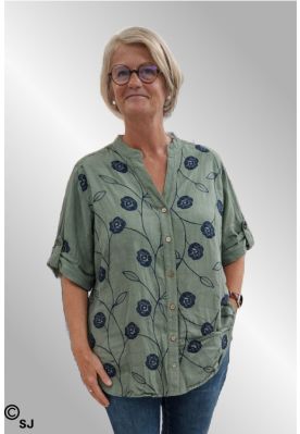 Army hørskjorte med broderi, 2065