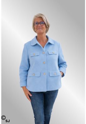 Lys blå fleece jakke med guldknapper, 21409