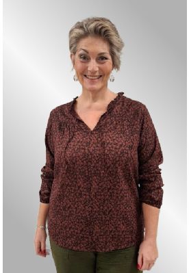 Brun viskose print bluse, Amalie 220613