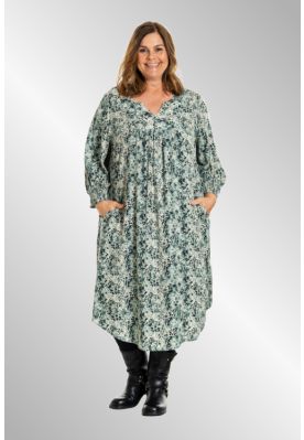 Grøn printet kjole, G251005