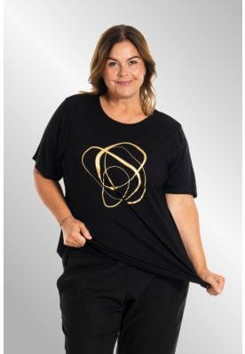 Sort Gitte t-shirt med guld print, G253089