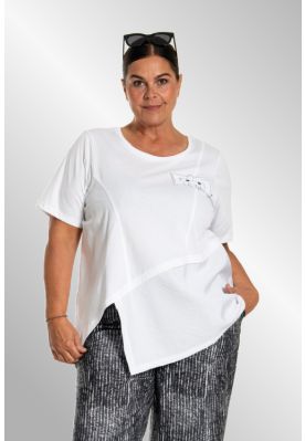 Hvid asymmetrisk t-shirt, G253211