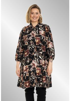 Sort tunika med blomster print, G256008
