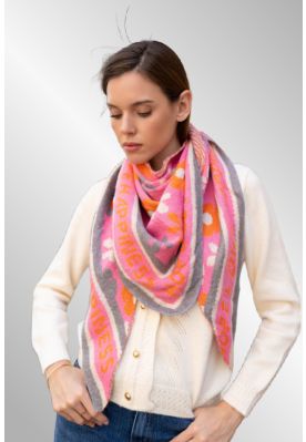  Pink orange strik tørklæde/sjal, 2697