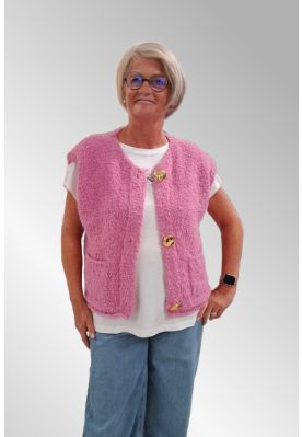 pink strik vest med knapper, 30869