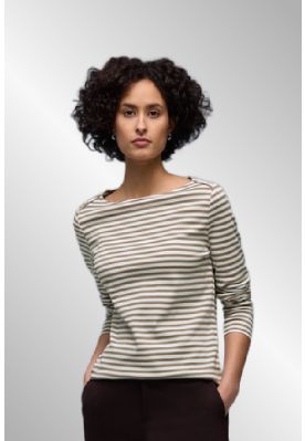Beige / hvid stribet T-Shirt, 324529