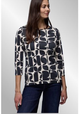 Mørk blå / råhvid grafisk printet T-Shirt, Street One 324652