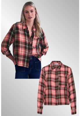 Ternet skjorte, koral / brun, 346318