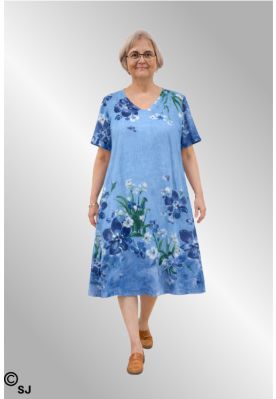 Jeanes blue bomulds kjole med blomster, 3502