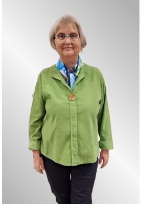 Æble grøn fløjls bluse, 37023