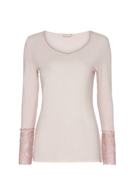 Rosa T-Shirt med blonde ærmer, Utti T-Shirt