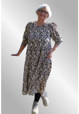 Viskose kjole , Grøn / sort / pink print, Lomak 5508541