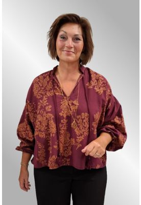 Bordeaux bluse med print, Caban Mentor6359