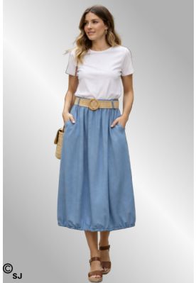 Denim nederdel med flt bælte, SPF7909