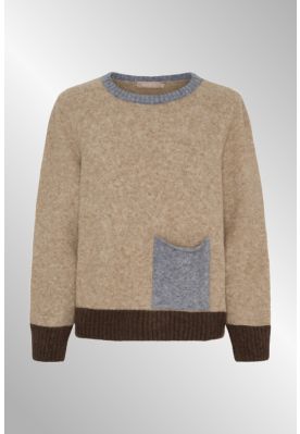 Beige strik med lomme, Marta 8031