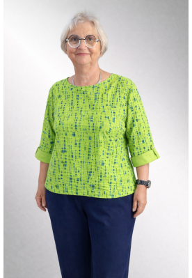 Lime fløjlsbluse med print, 9f3819