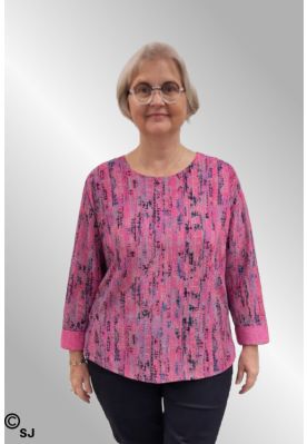Pink fløjlsbluse med print, 9f3819