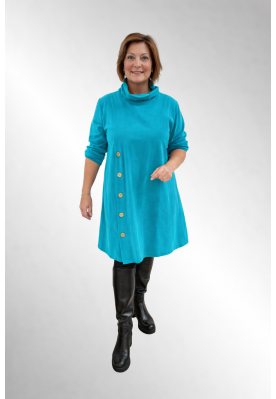 Turkis fløjlskjole med ståkrave. 9F3522