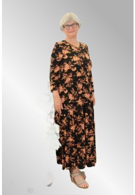 Sort maxi kjole med print i brændte farver, Wend dress